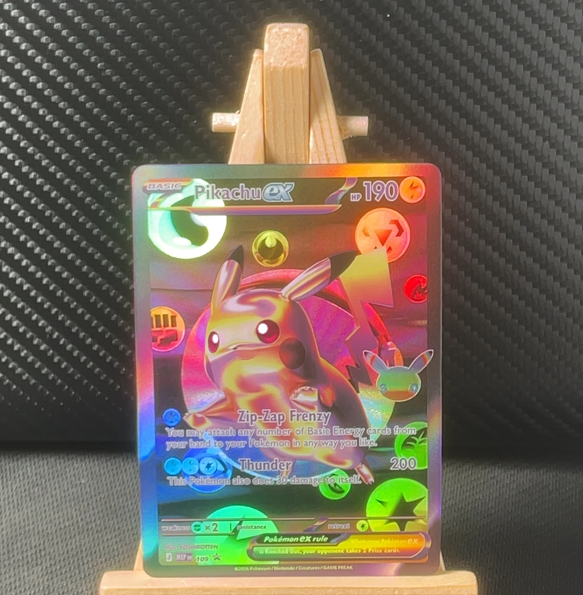 Foil detail of Pikachu ex — 30th Celebration Promos MEP 109
