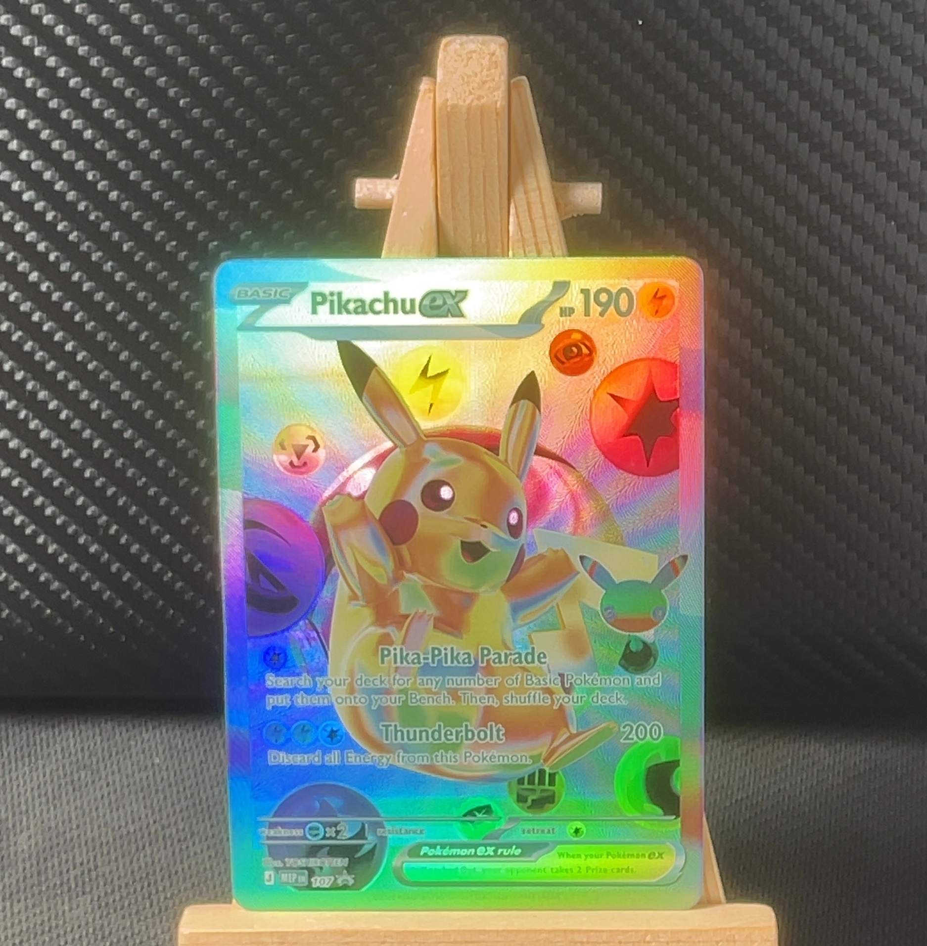 Foil detail of Pikachu ex — 30th Celebration Promos MEP 107