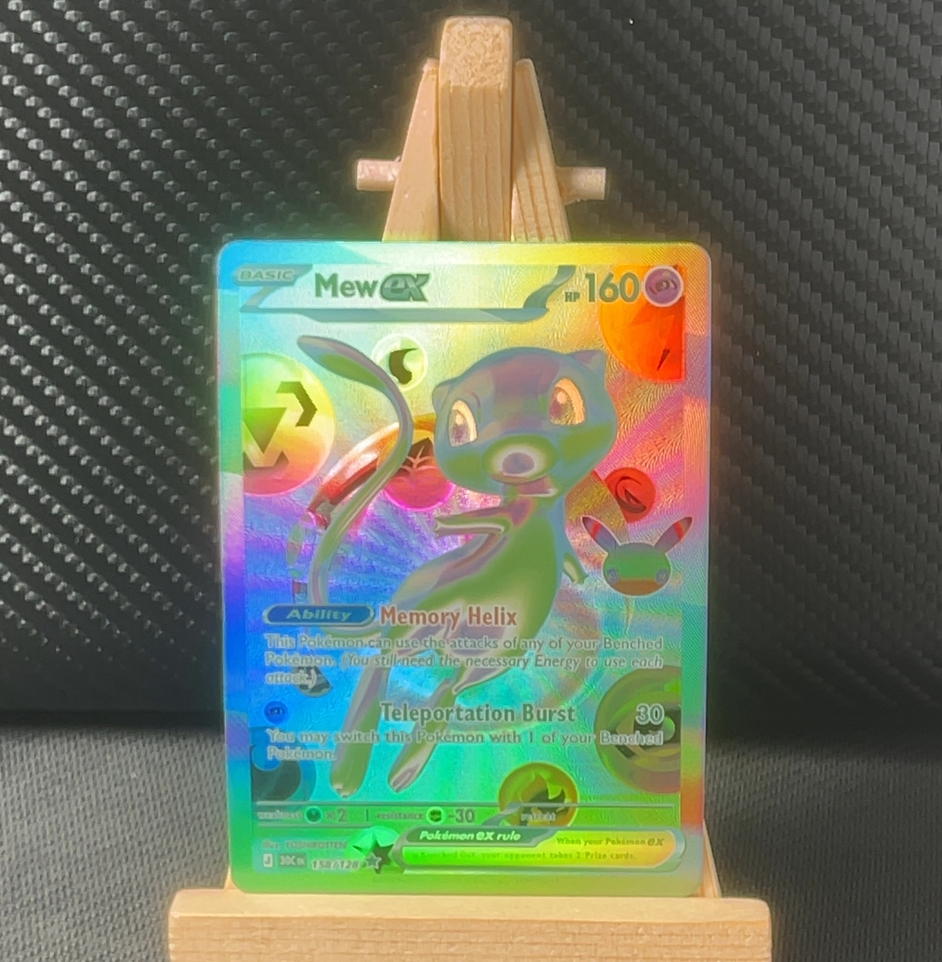 Foil detail of Mew ex — 30th Celebration 158/128