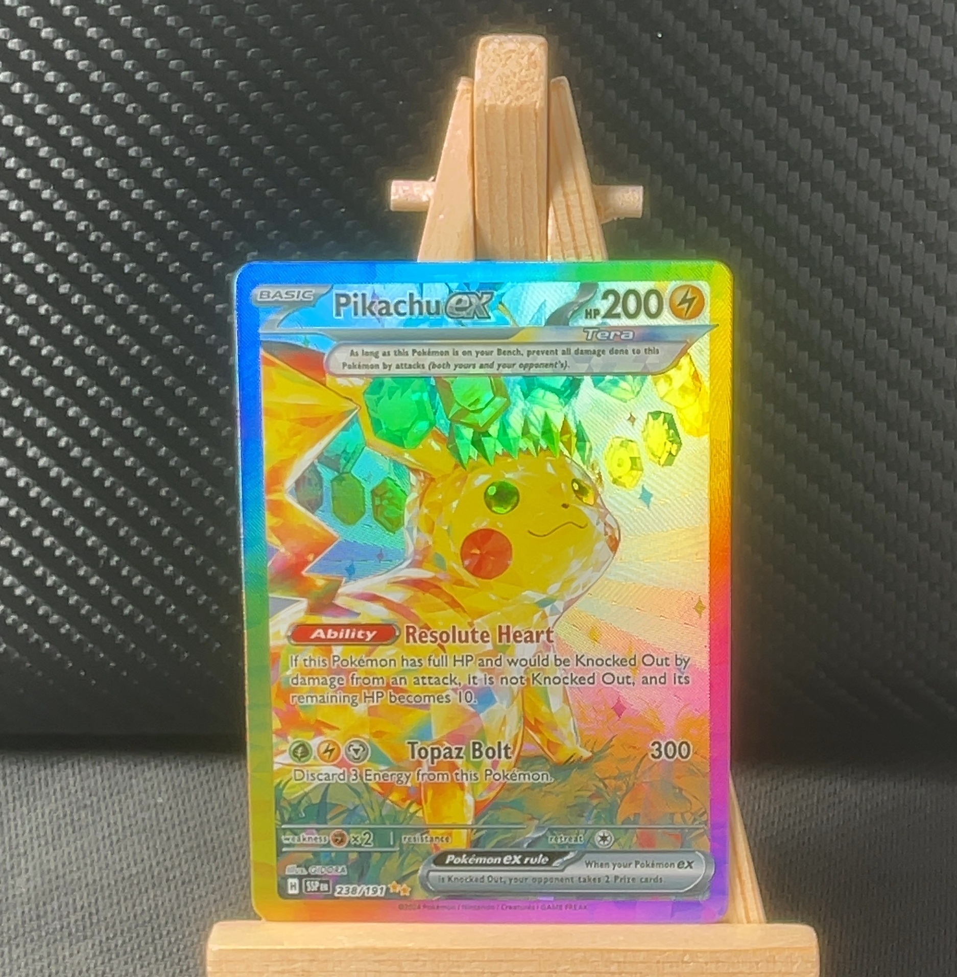 Foil detail of Pikachu ex — Surging Sparks 238/191