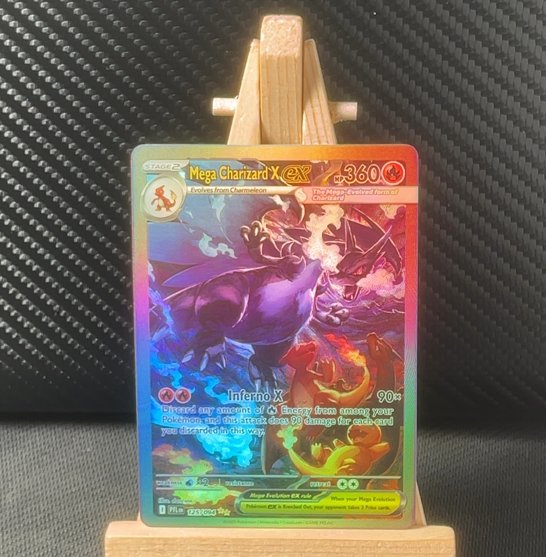Foil detail of Mega Charizard X ex — Phantasmal Flames 125/094