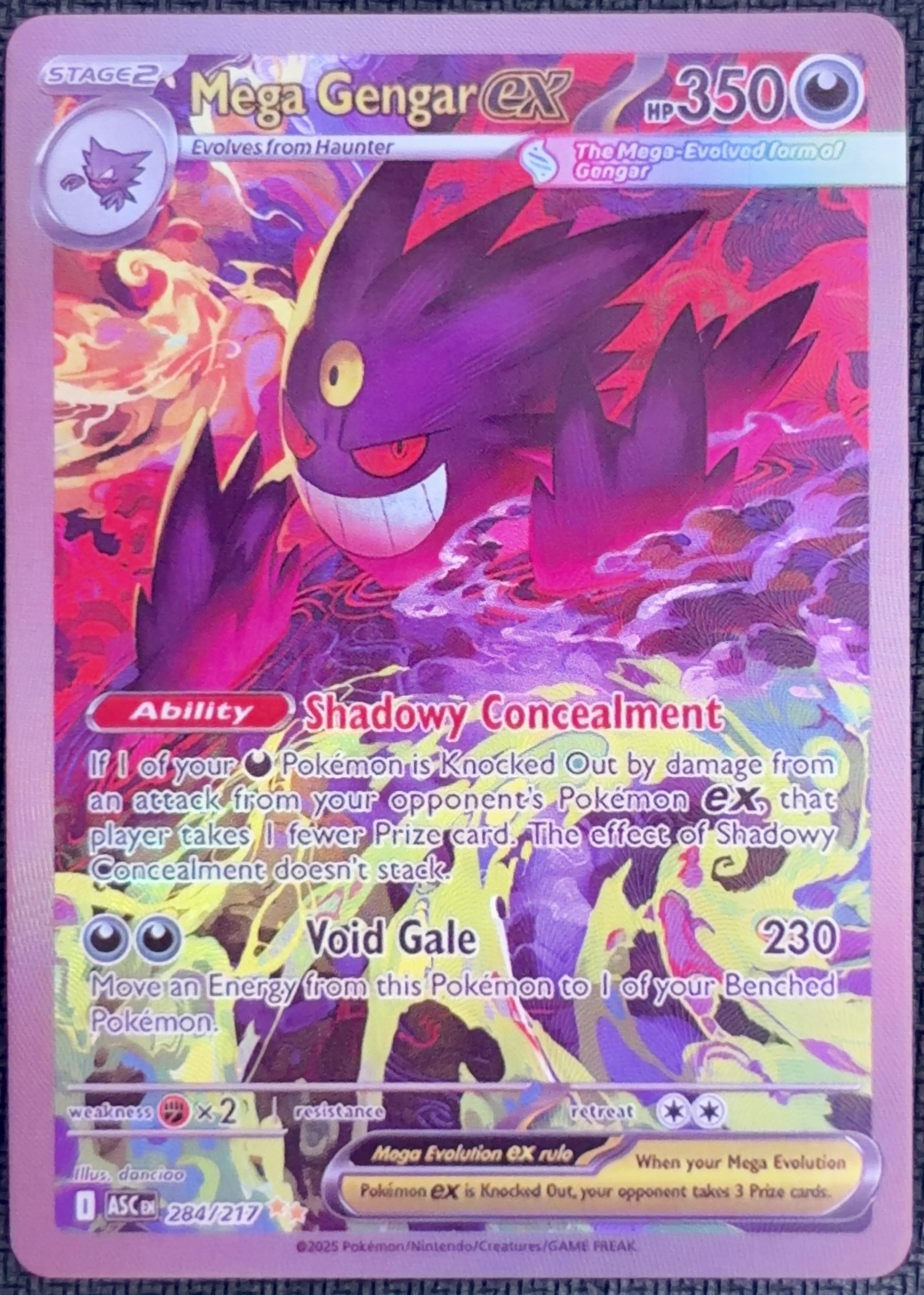English Mega Gengar ex 284/217 Ascended Heroes textured holo custom proxy collector card