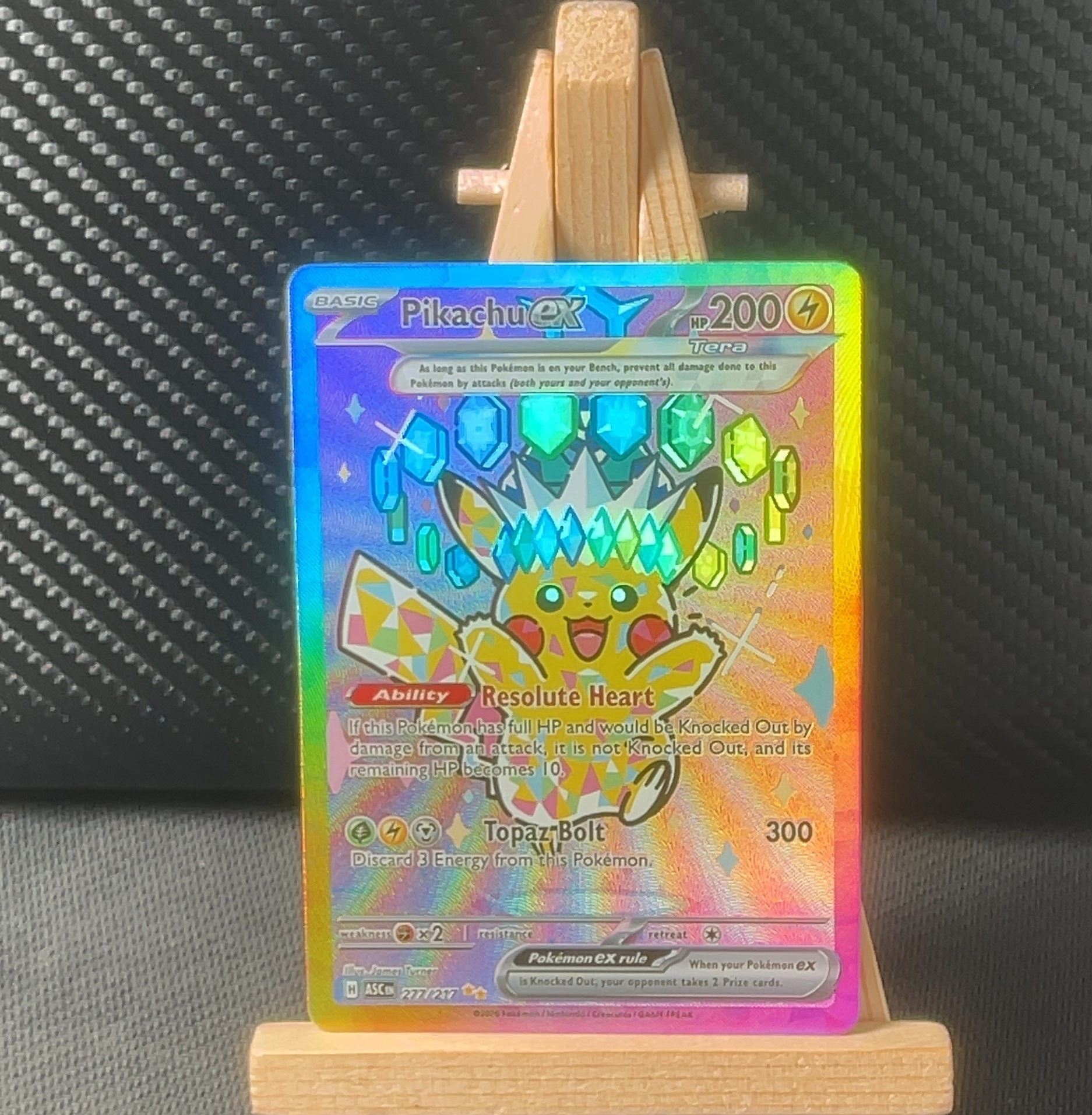 Foil detail of Pikachu ex — Mega Evolution: Ascended Heroes 277/217