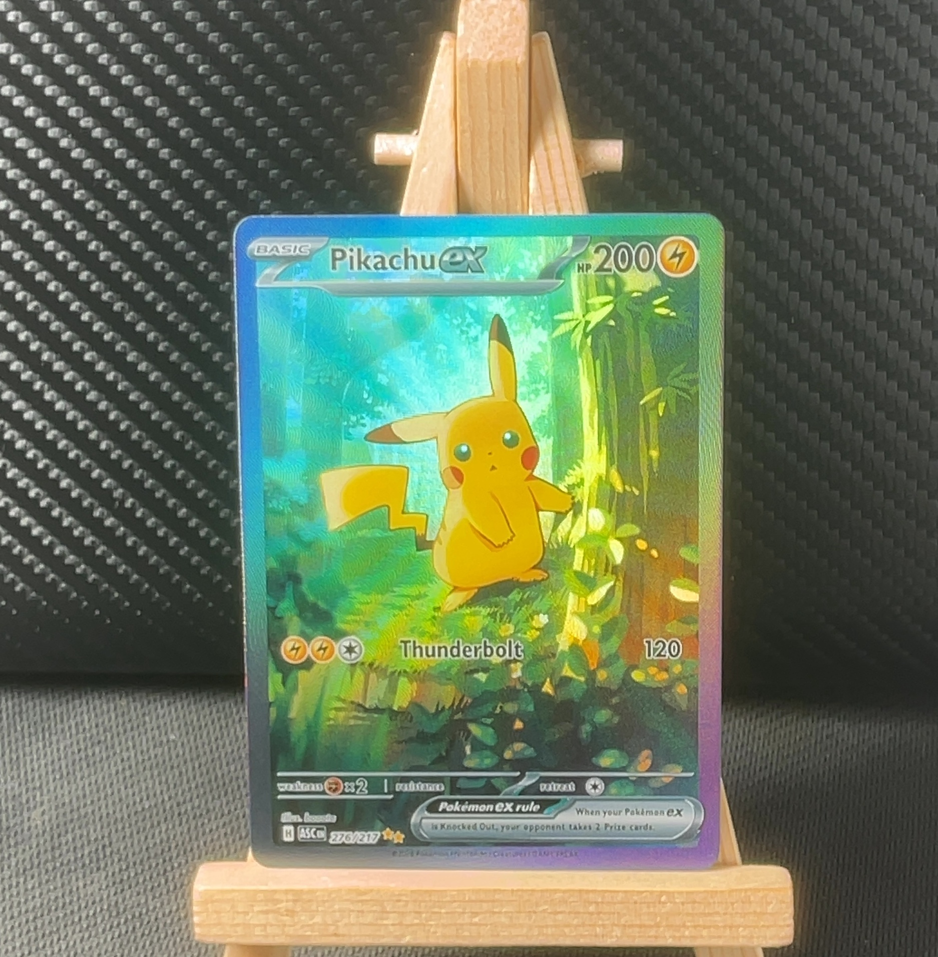 Foil detail of Pikachu ex — Mega Evolution: Ascended Heroes 276/217