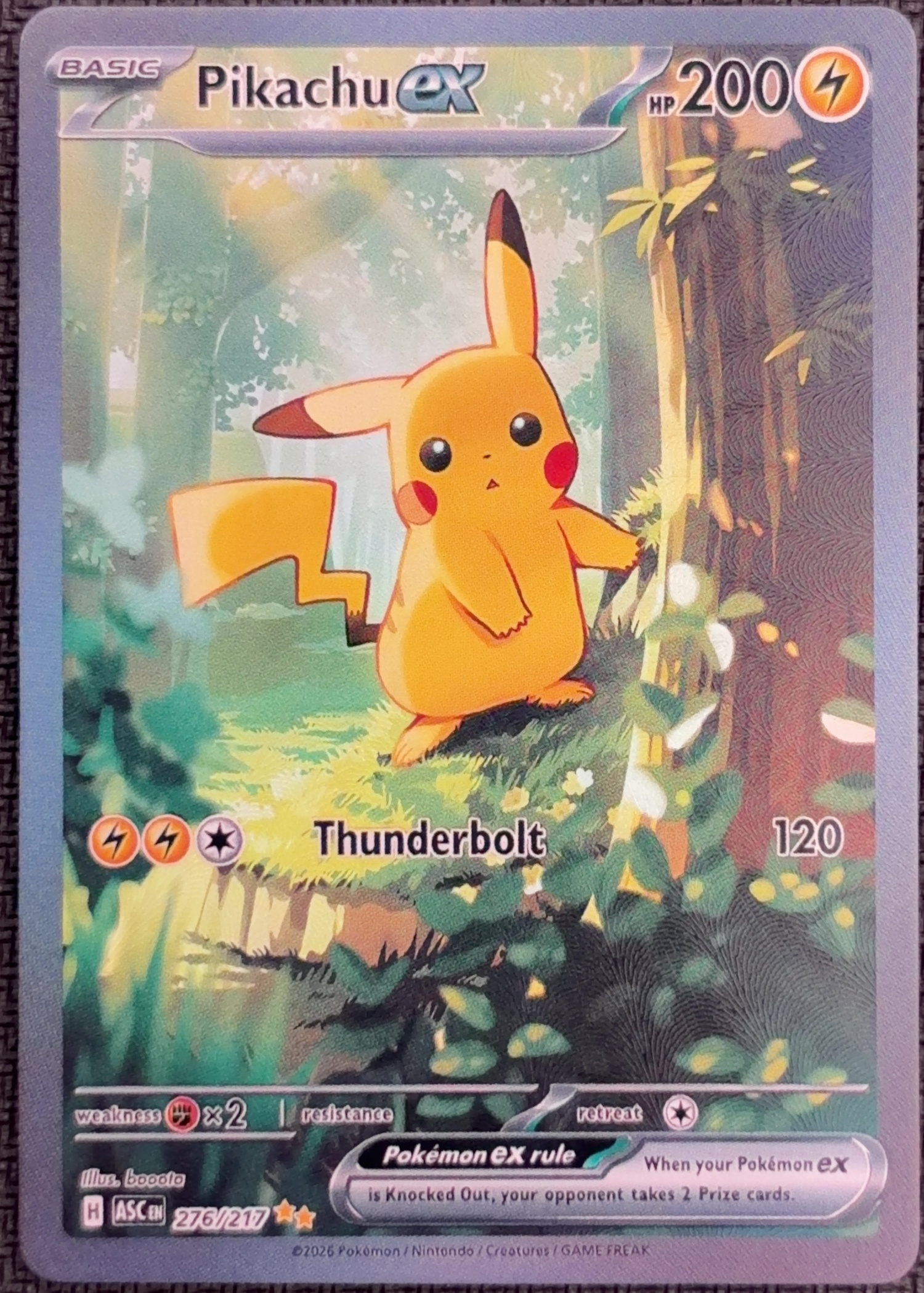 English Pikachu ex 276/217 Ascended Heroes textured holo custom proxy collector card