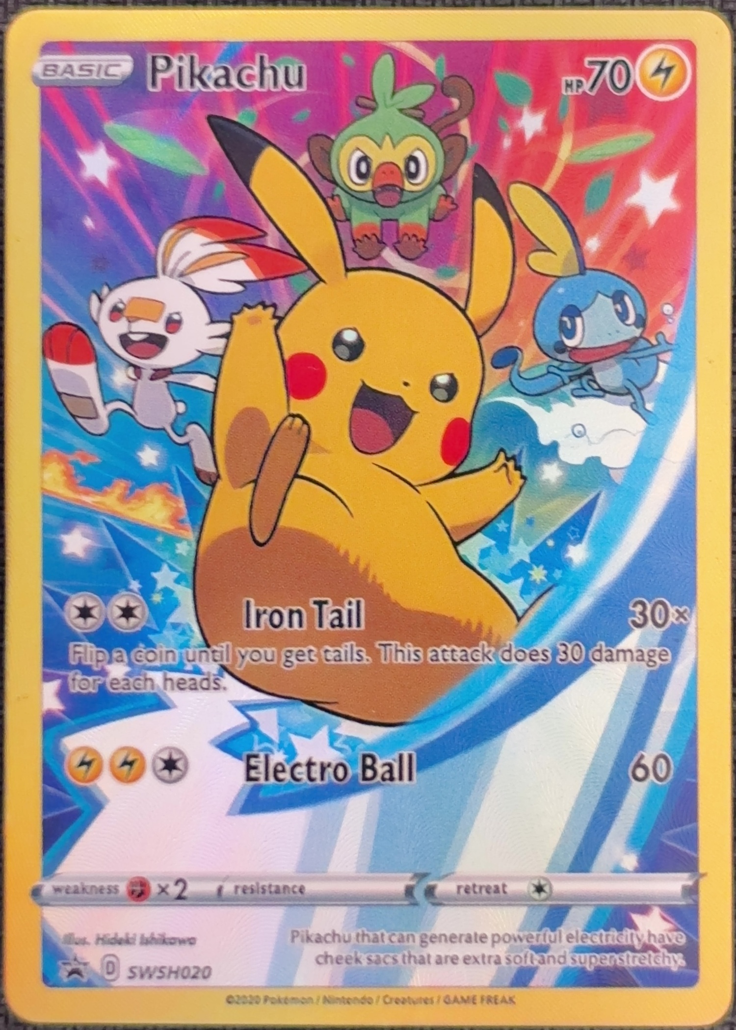 English Pikachu SWSH020 SWSH Black Star Promos textured holo custom proxy collector card