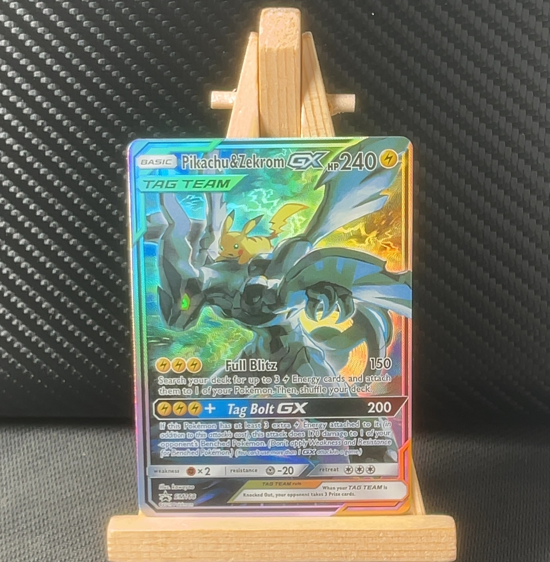 Pikachu & Zekrom-GX SM168 SM Black Star Promos Textured Holo Proxy