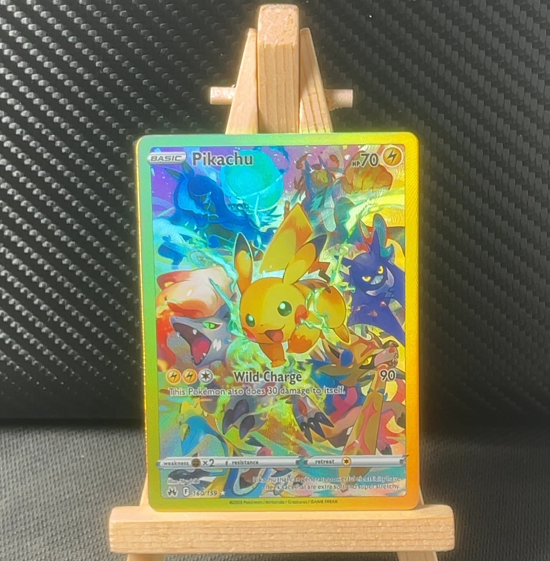 Foil detail of Pikachu — Crown Zenith 160/159
