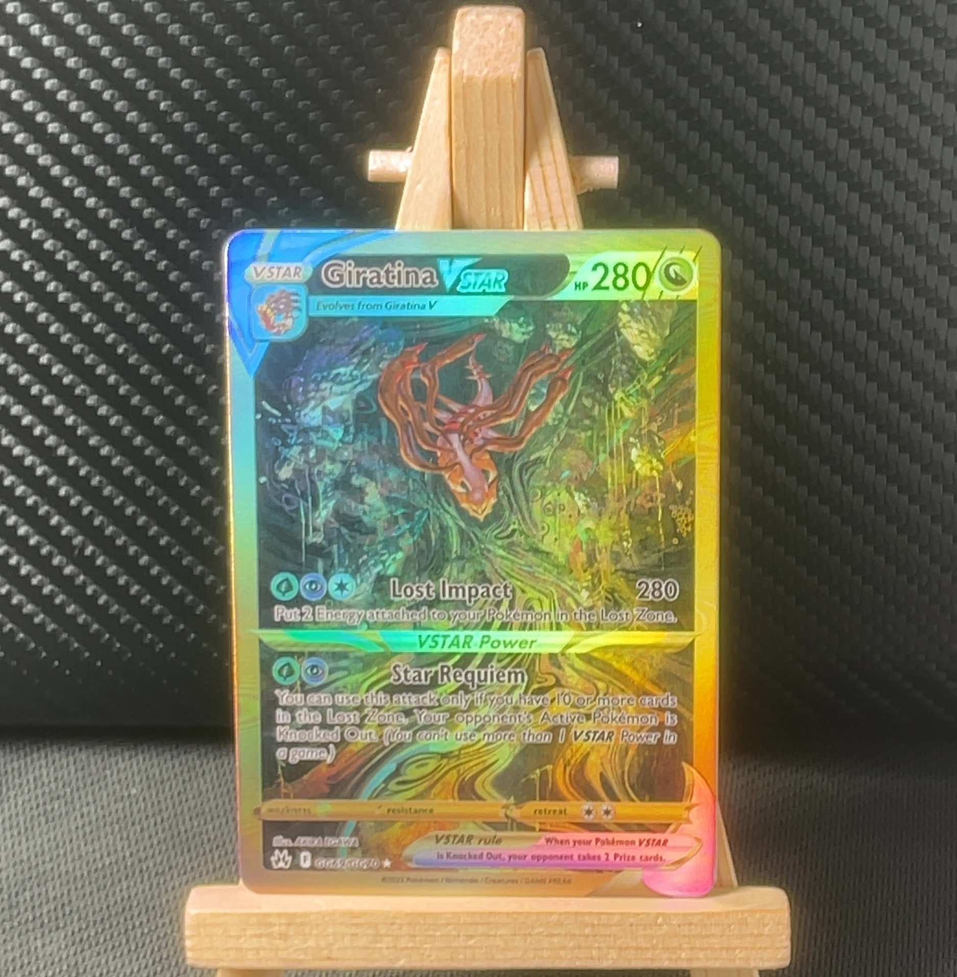 Foil detail of Giratina VSTAR — Crown Zenith Galarian Gallery GG69/GG70