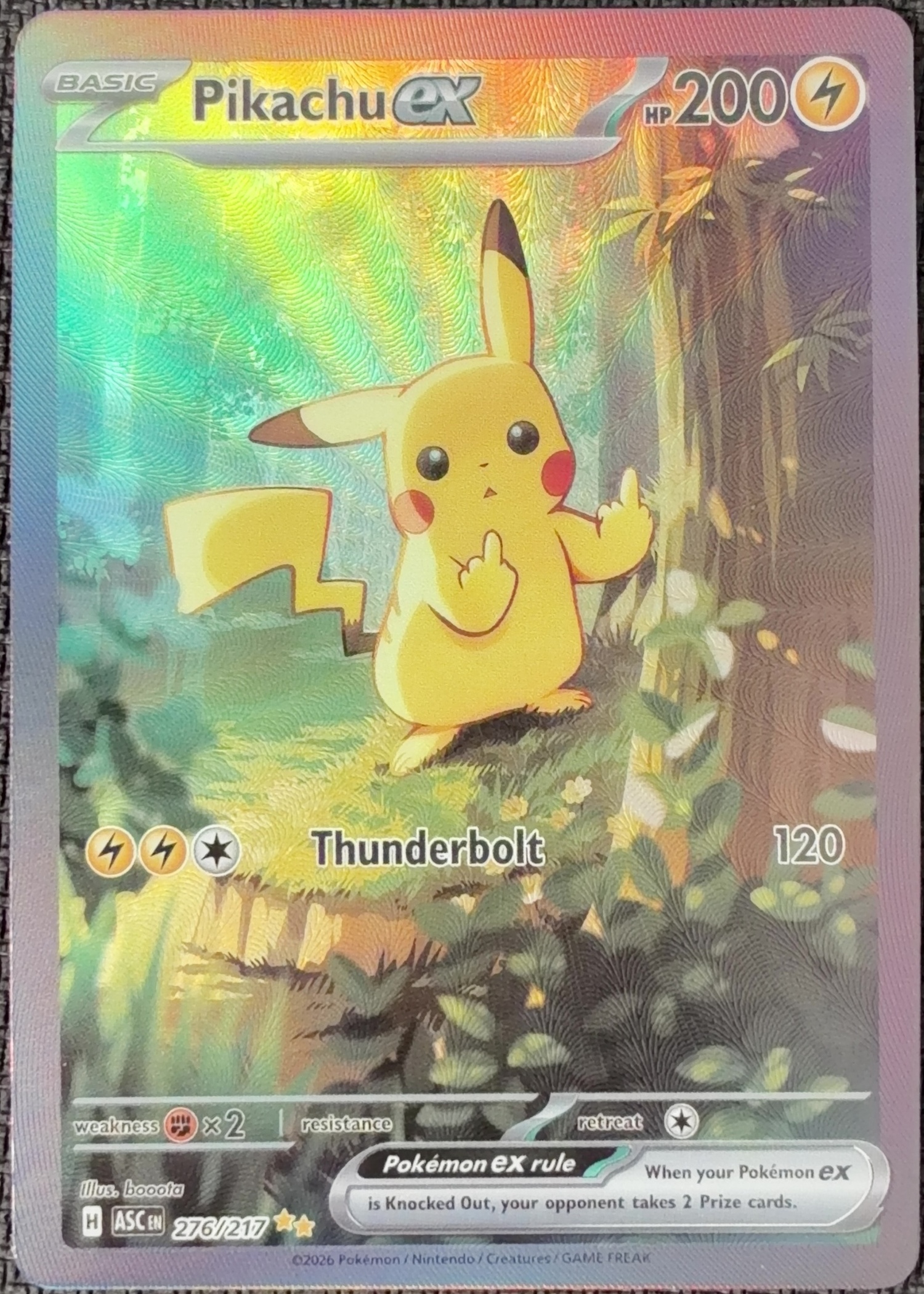 English Pikachu ex 276/217 Ascended Heroes textured holo custom proxy collector card
