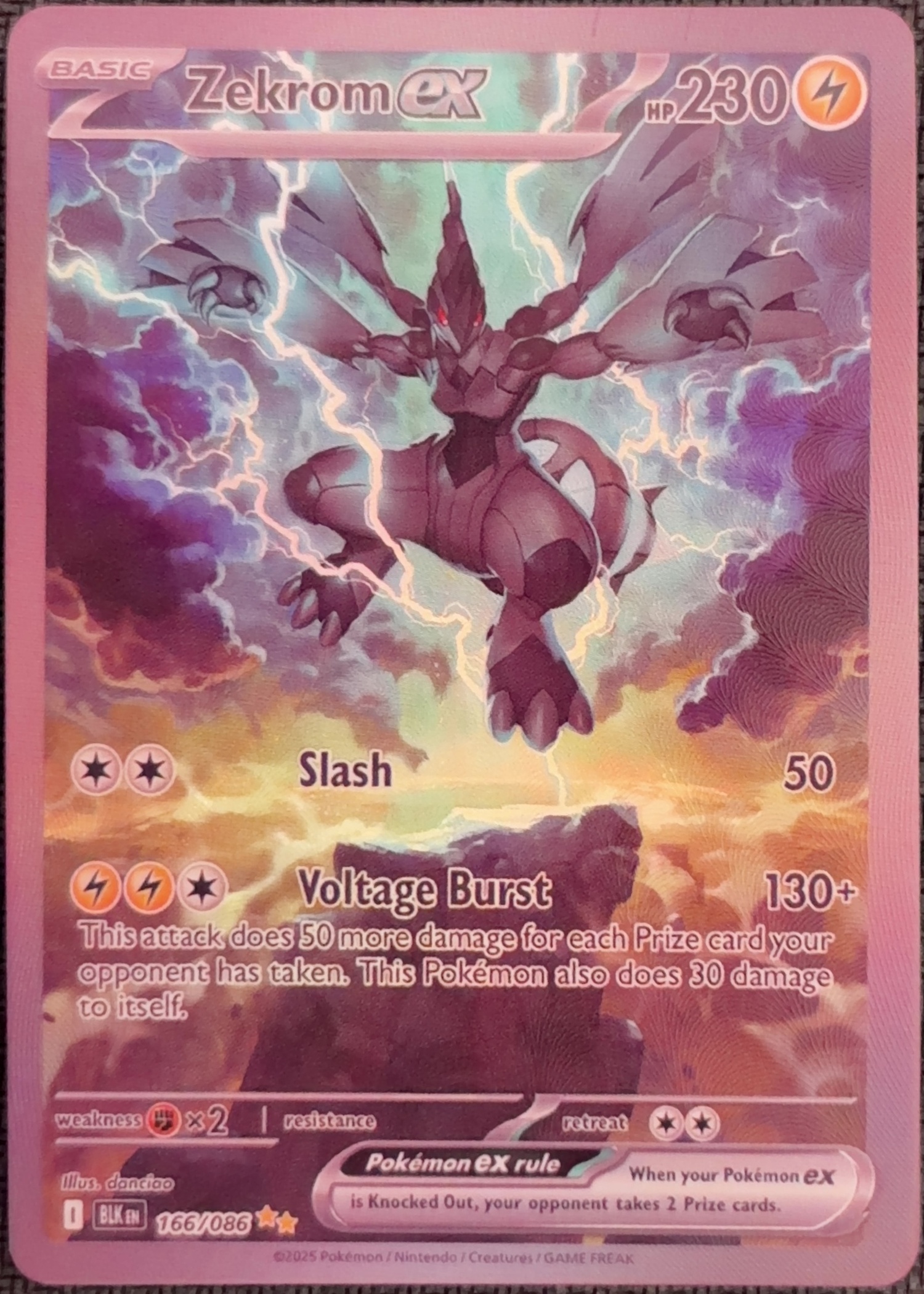 Zekrom ex 166/086 Black Bolt Textured Holo Proxy Card