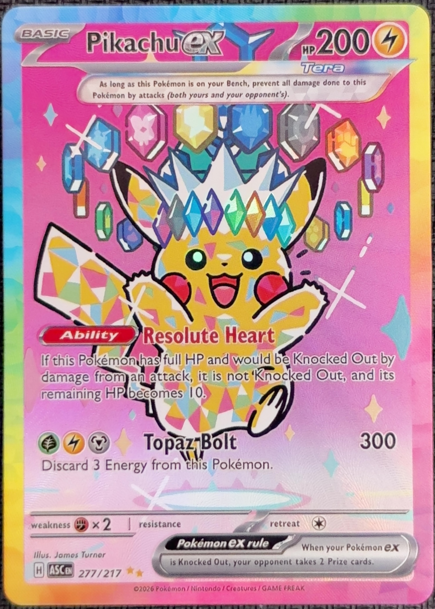 Pikachu ex 277/217 Ascended Heroes Textured Holo Proxy Card