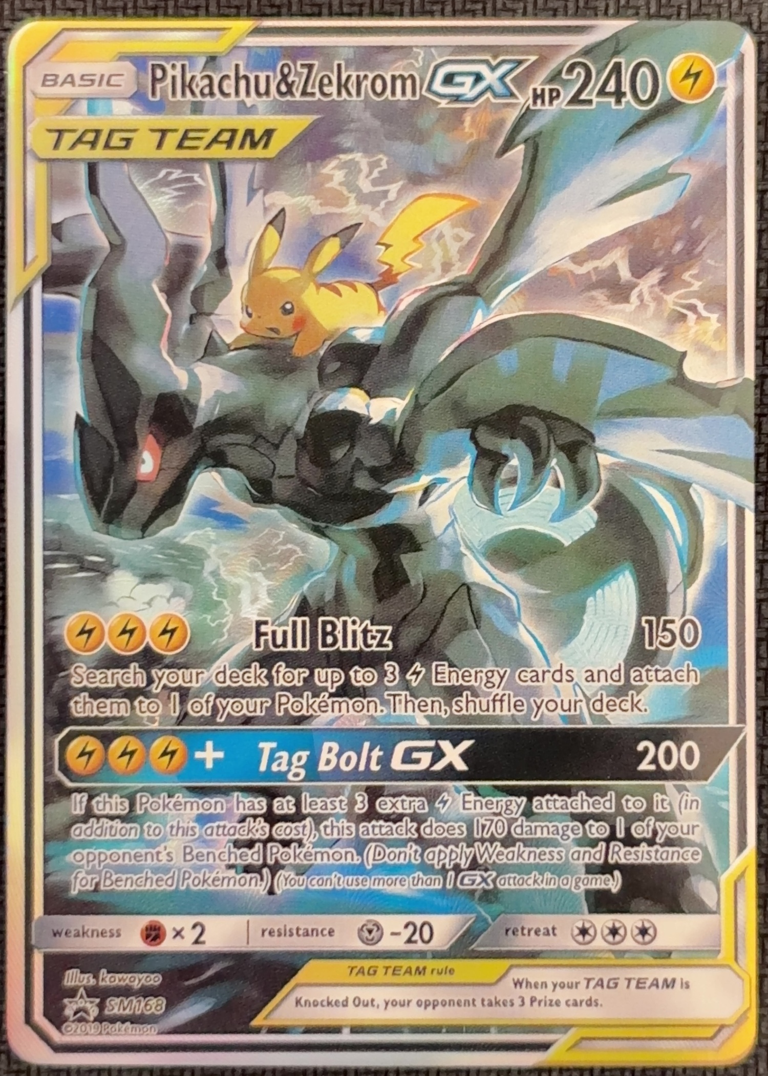 Pikachu & Zekrom-GX SM168 Proxy Card – SM Black Star Promos